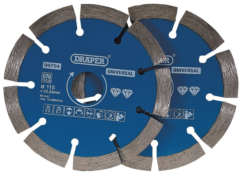 DRAPER 99794 - Segmented Diamond Blade Twin Pack (115mm)