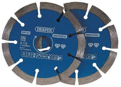 DRAPER 99794 - Segmented Diamond Blade Twin Pack (115mm)