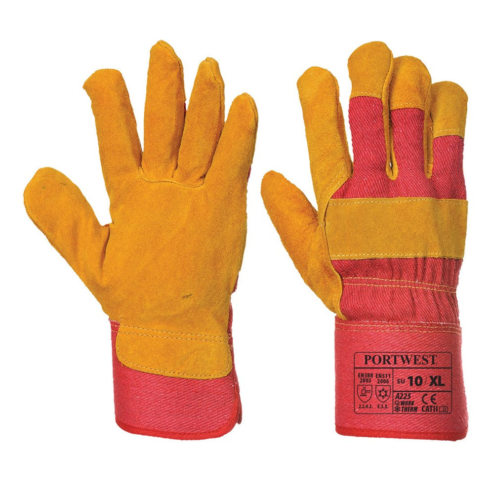Portwest A225RERXL -  sz XL Fleece Lined Rigger Glove - Red