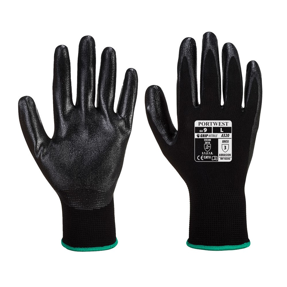 Portwest A320BKRXL -  sz XL Dexti-Grip Glove - Black