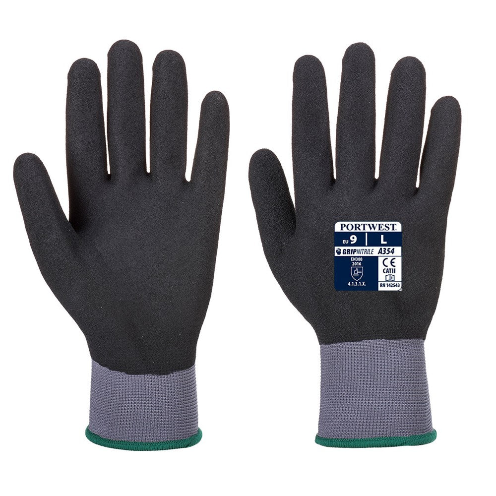 Portwest A354K8RL -  sz L DermiFlex Ultra Pro Glove - PU/Nitrile Foam - Black