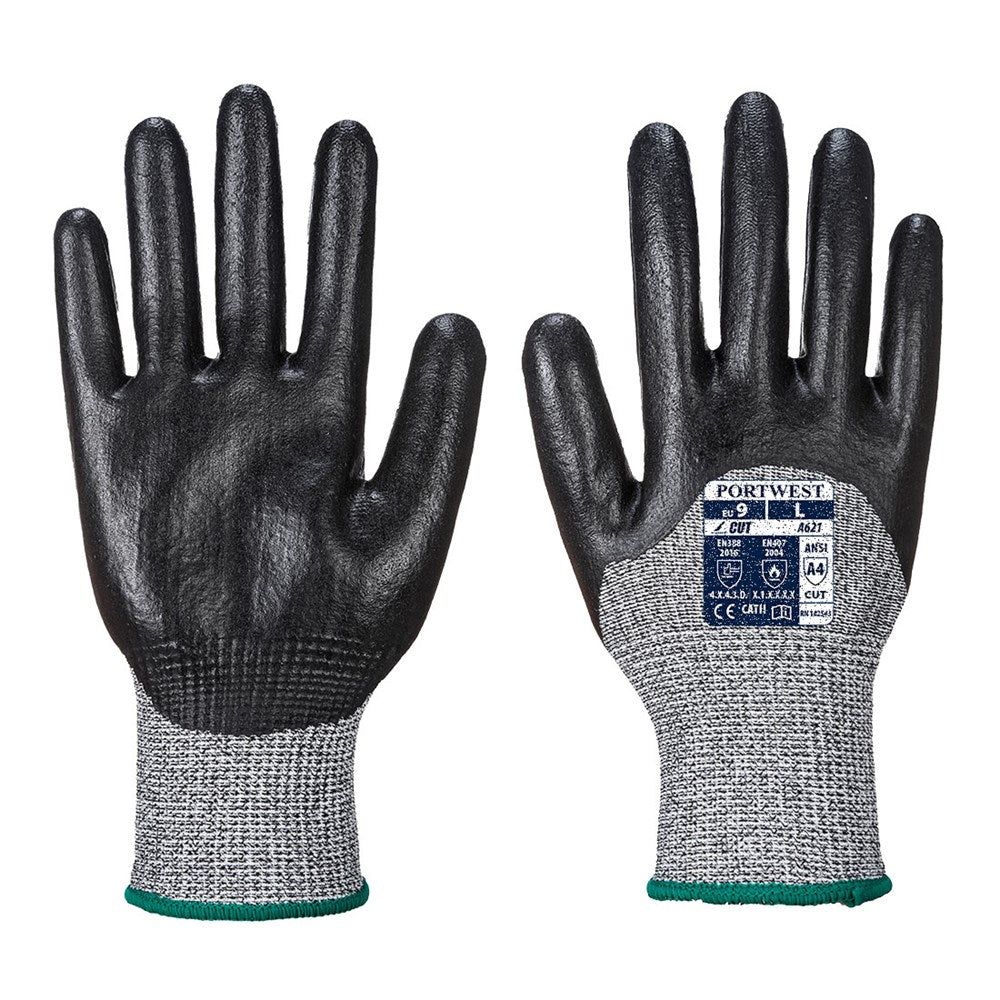 Portwest A621BKRM -  sz M Cut 3/4 Nitrile Foam Glove - Black