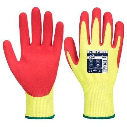 Portwest A626Y5RXXL -  sz 2XL Vis-Tex HR Cut Glove - Nitrile - Yellow/Red