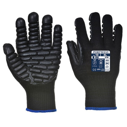 Portwest A790BKRL -  sz L Anti Vibration Glove - Black