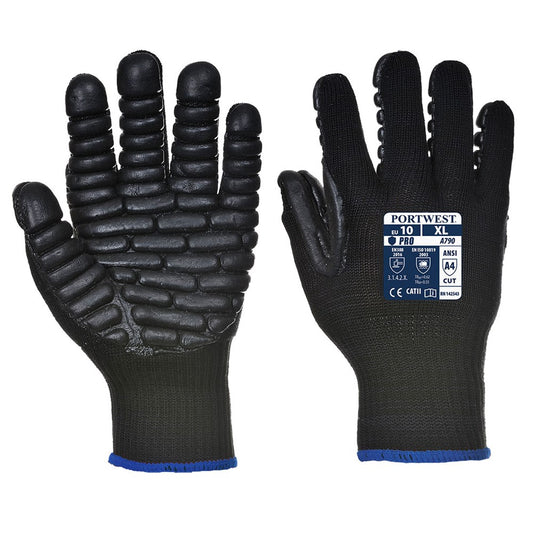 Portwest A790BKRL -  sz L Anti Vibration Glove - Black