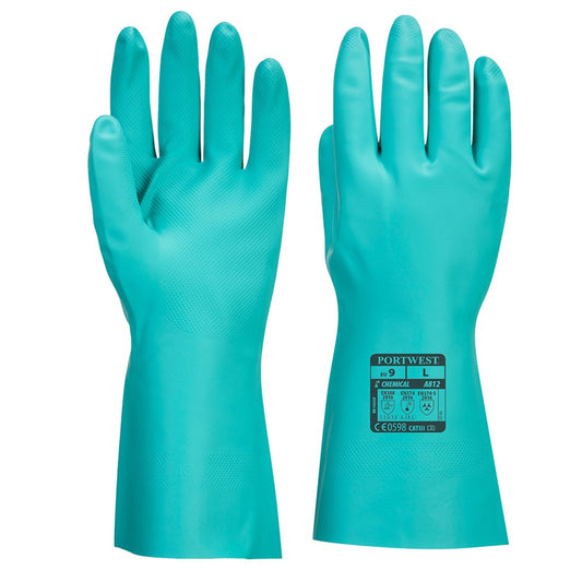 Portwest A812GNRXS -  sz XS Nitrosafe Plus Chemical Gauntlet - Green
