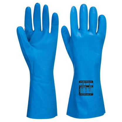 Portwest A814BLUXL -  sz XL Food Approved Nitrile Gauntlet - Blue