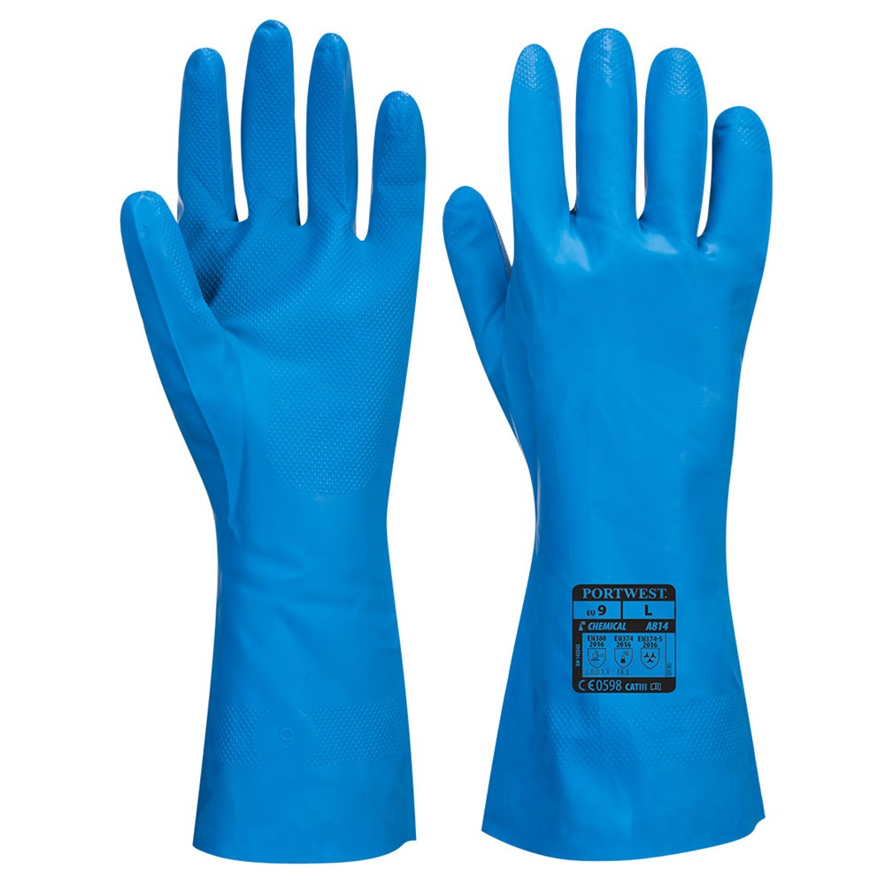 Portwest A814BLUS -  sz S Food Approved Nitrile Gauntlet - Blue