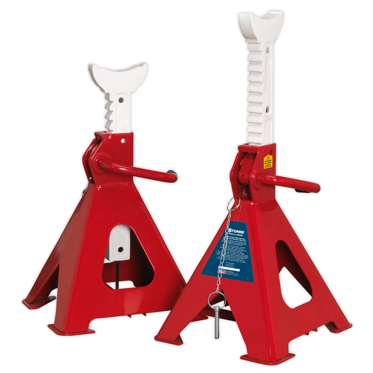 SEALEY - AAS5000 Axle Stands (Pair) 5tonne Capacity per Stand Auto Rise Ratchet
