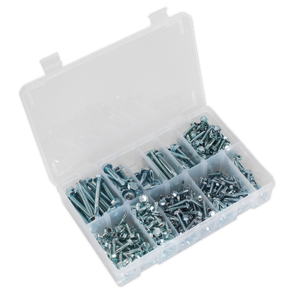 SEALEY - AB061SDH Self Drilling Screw Assortment 410pc Hex Head Zinc