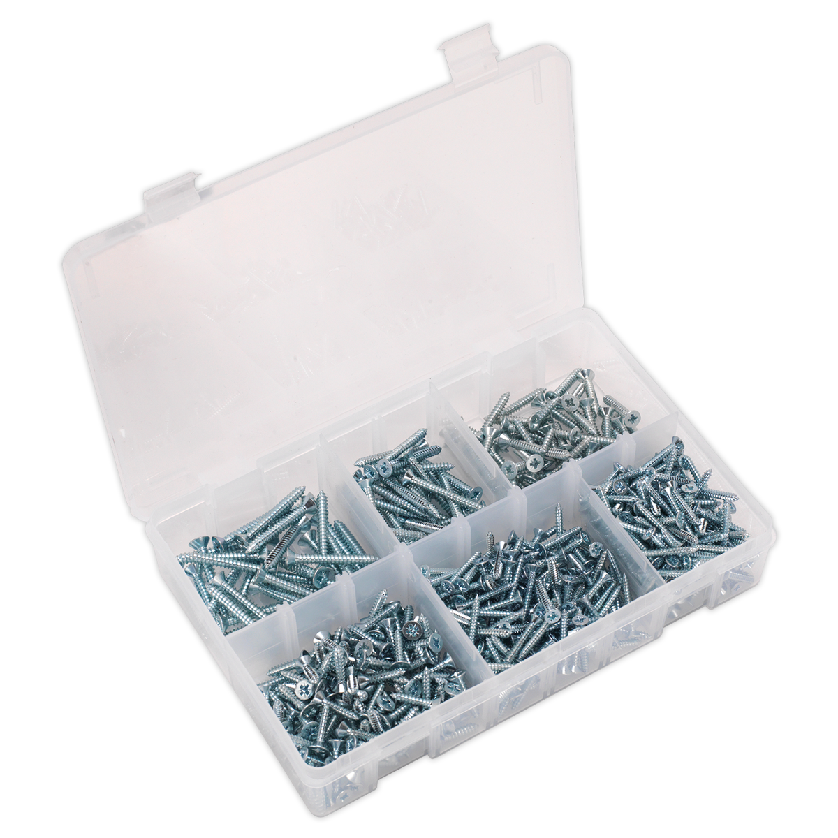 SEALEY - AB062STCS Self Tapping Screw Assortment DIN 7982 510pc Countersunk Pozi Zinc