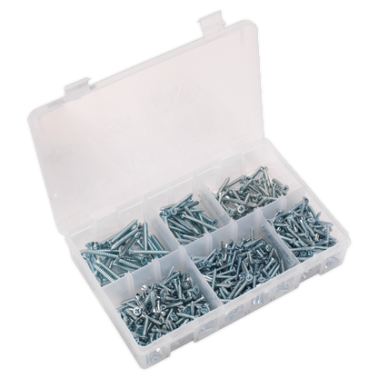 SEALEY - AB062STCS Self Tapping Screw Assortment DIN 7982 510pc Countersunk Pozi Zinc