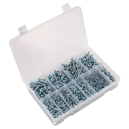 SEALEY - AB063STPH Self Tapping Screw Assortment DIN 7981CZ 700pc Pan Head Pozi Zinc