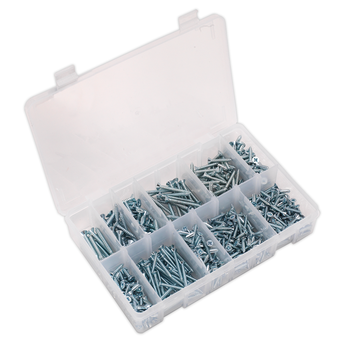 SEALEY - AB065STCP Self Tapping Screw Assortment 600pc Countersunk Pozi Zinc