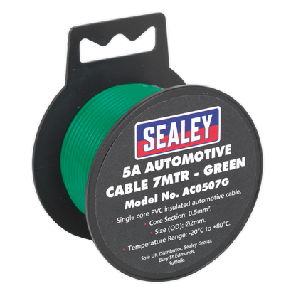SEALEY - AC0507G Automotive Cable Thick Wall 5A 7m Green