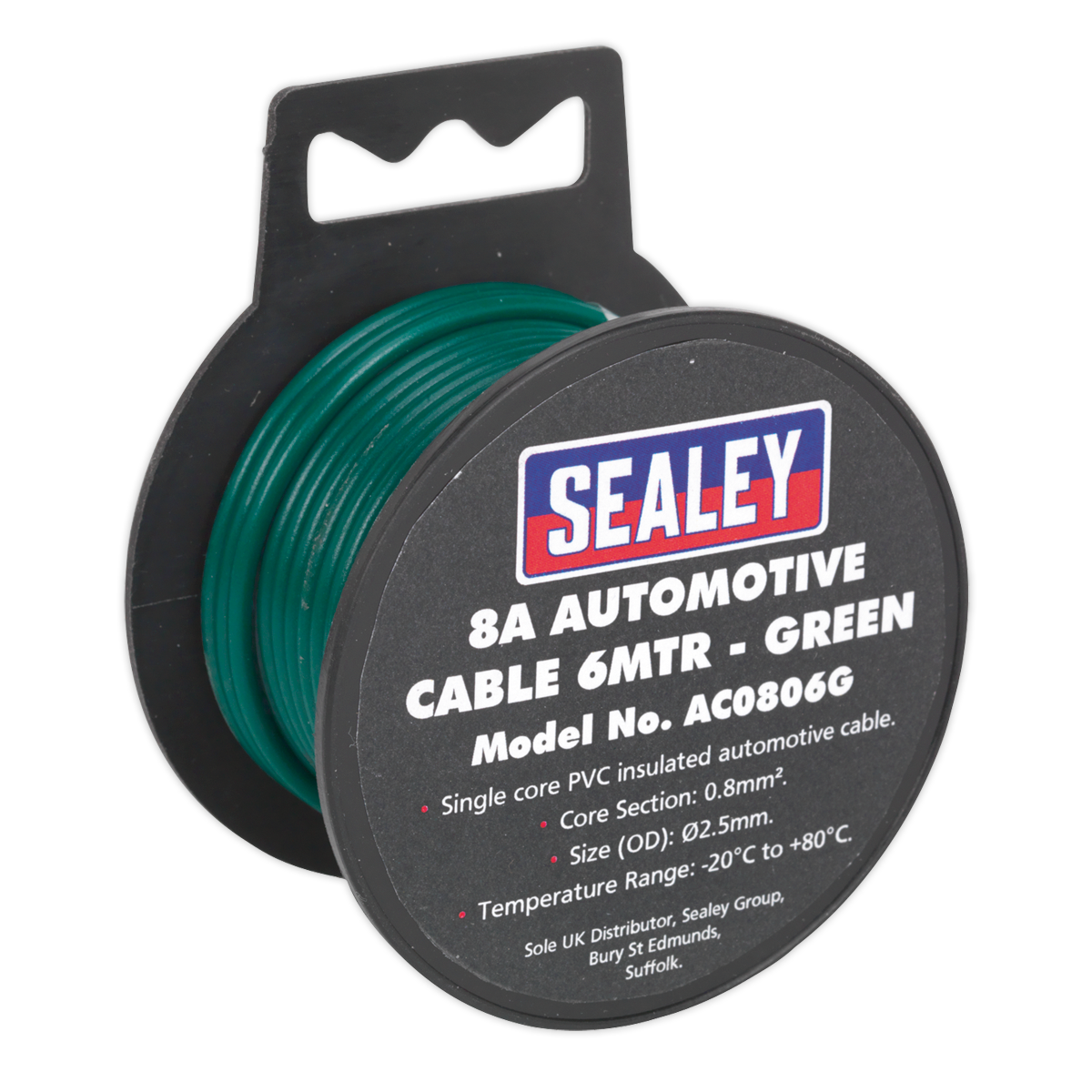 SEALEY - AC0806G Automotive Cable Thick Wall 8A 6m Green