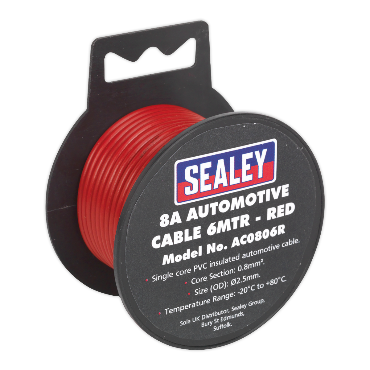 SEALEY - AC0806R Automotive Cable Thick Wall 8A 6m Red