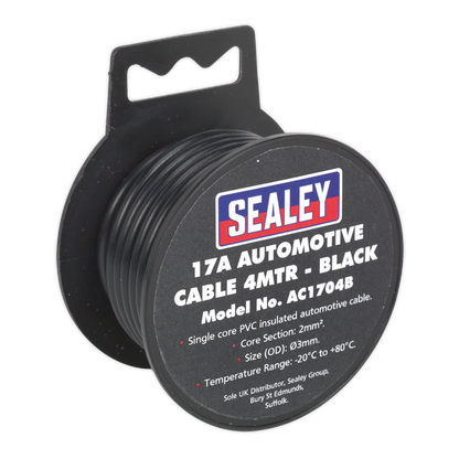 SEALEY - AC1704B Automotive Cable Thick Wall 17A 4m Black