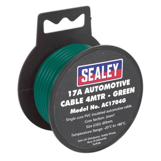 SEALEY - AC1704G Automotive Cable Thick Wall 17A 4m Green