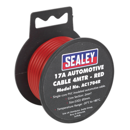 SEALEY - AC1704R Automotive Cable Thick Wall 17A 4m Red