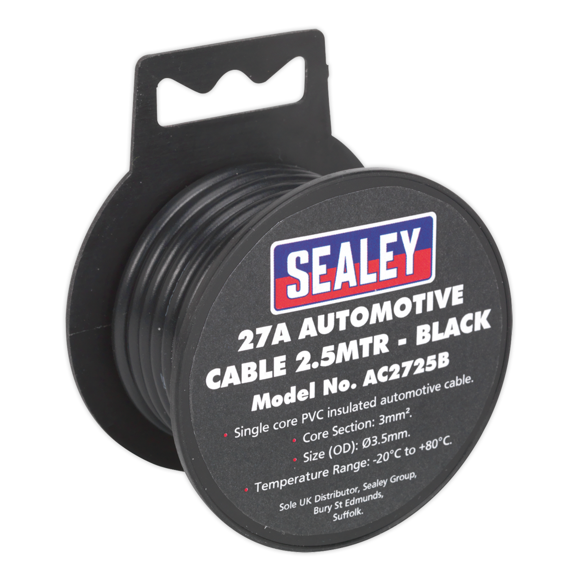 SEALEY - AC2725B Automotive Cable Thick Wall 27A 2.5m Black