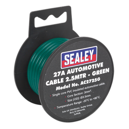 SEALEY - AC2725G Automotive Cable Thick Wall 27A 2.5m Green