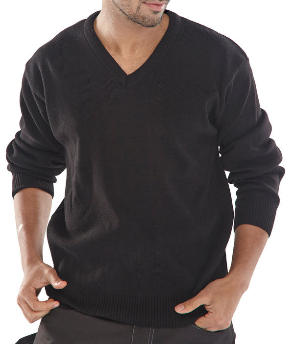 Click - Acrylic Workwear Military Style v Neck Sweater Black or Navy All Sizes