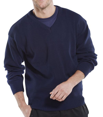 Click - ACRYLIC SWEATER V/N NAVY M - Navy Blue