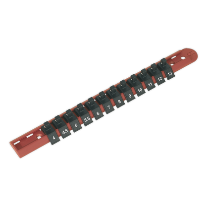 SEALEY - AK1412 Socket Retaining Rail with 12 Clips 1/4"Sq Drive