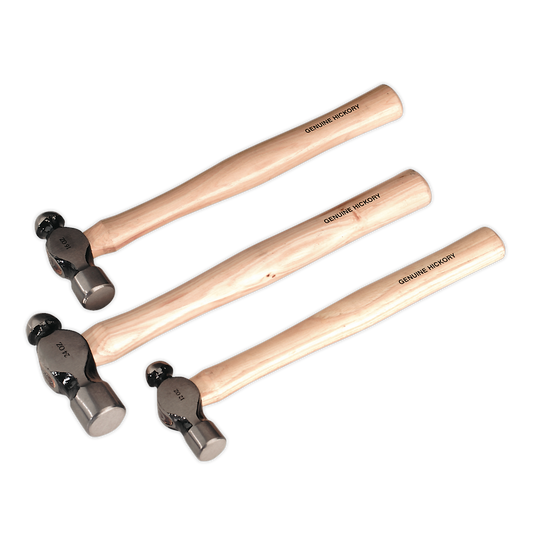 SEALEY - AK203 Ball Pein Hammer Set 3pc Hickory Shafts