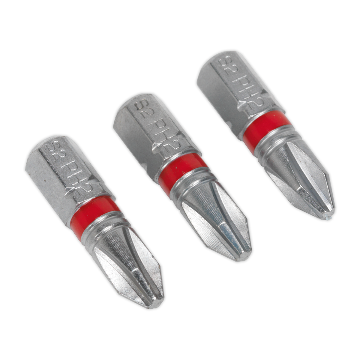 SEALEY - AK210502 Power Tool Bit Phillips #2 Colour-Coded S2 25mm Pack of 3