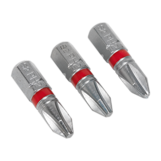 SEALEY - AK210502 Power Tool Bit Phillips #2 Colour-Coded S2 25mm Pack of 3