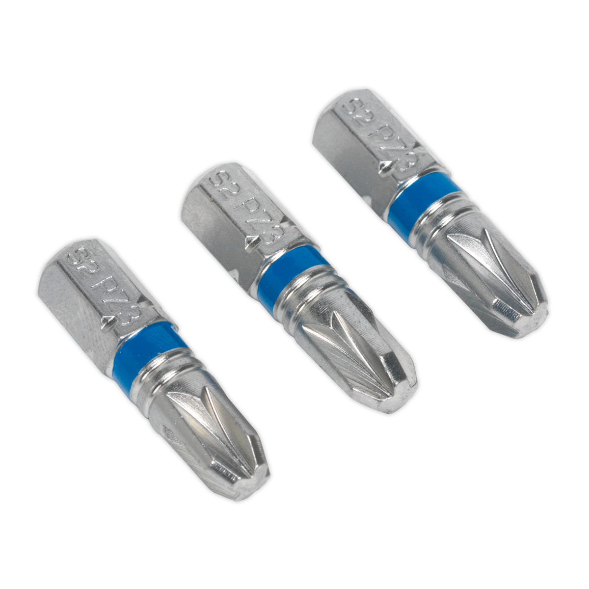 SEALEY - AK210506 Power Tool Bit Pozi #3 Colour-Coded S2 25mm Pack of 3