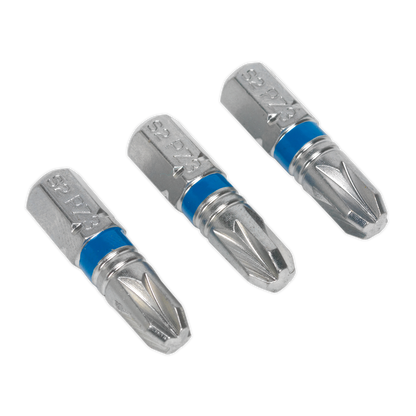 SEALEY - AK210506 Power Tool Bit Pozi #3 Colour-Coded S2 25mm Pack of 3
