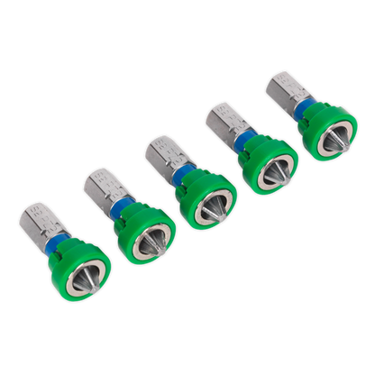 SEALEY - AK210521 Power Tool Bit Pozi #2 with Magnetic Holder S2 25mm Pack of 5