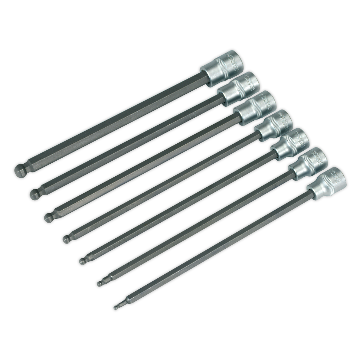 SEALEY - AK2188 Ball-End Hex Socket Bit Set 7pc 3/8"Sq Drive 200mm