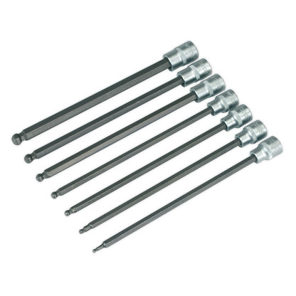 SEALEY - AK2188 Ball-End Hex Socket Bit Set 7pc 3/8"Sq Drive 200mm