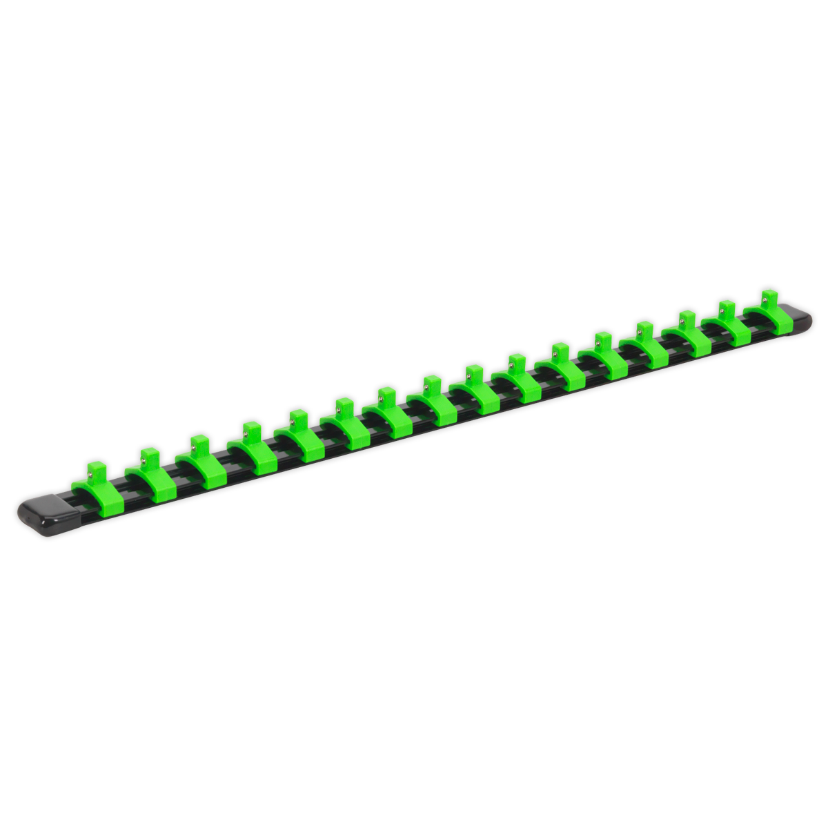 SEALEY - AK27052HV Socket Retaining Rail with 16 Clips 1/4"Sq Drive - Hi-Vis Green