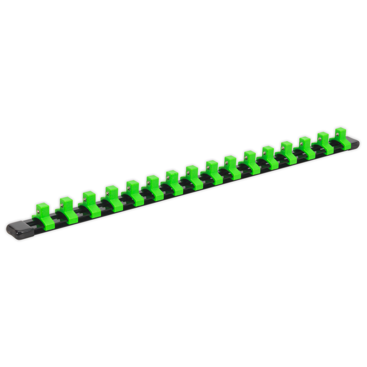SEALEY - AK27053HV Socket Retaining Rail with 16 Clips 3/8"Sq Drive - Hi-Vis Green