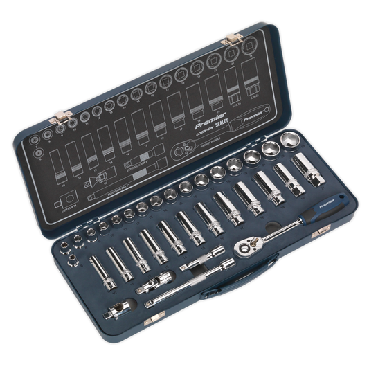 SEALEY - AK27481 Socket Set 34pc 3/8"Sq Drive Lock-On™ 6pt Metric