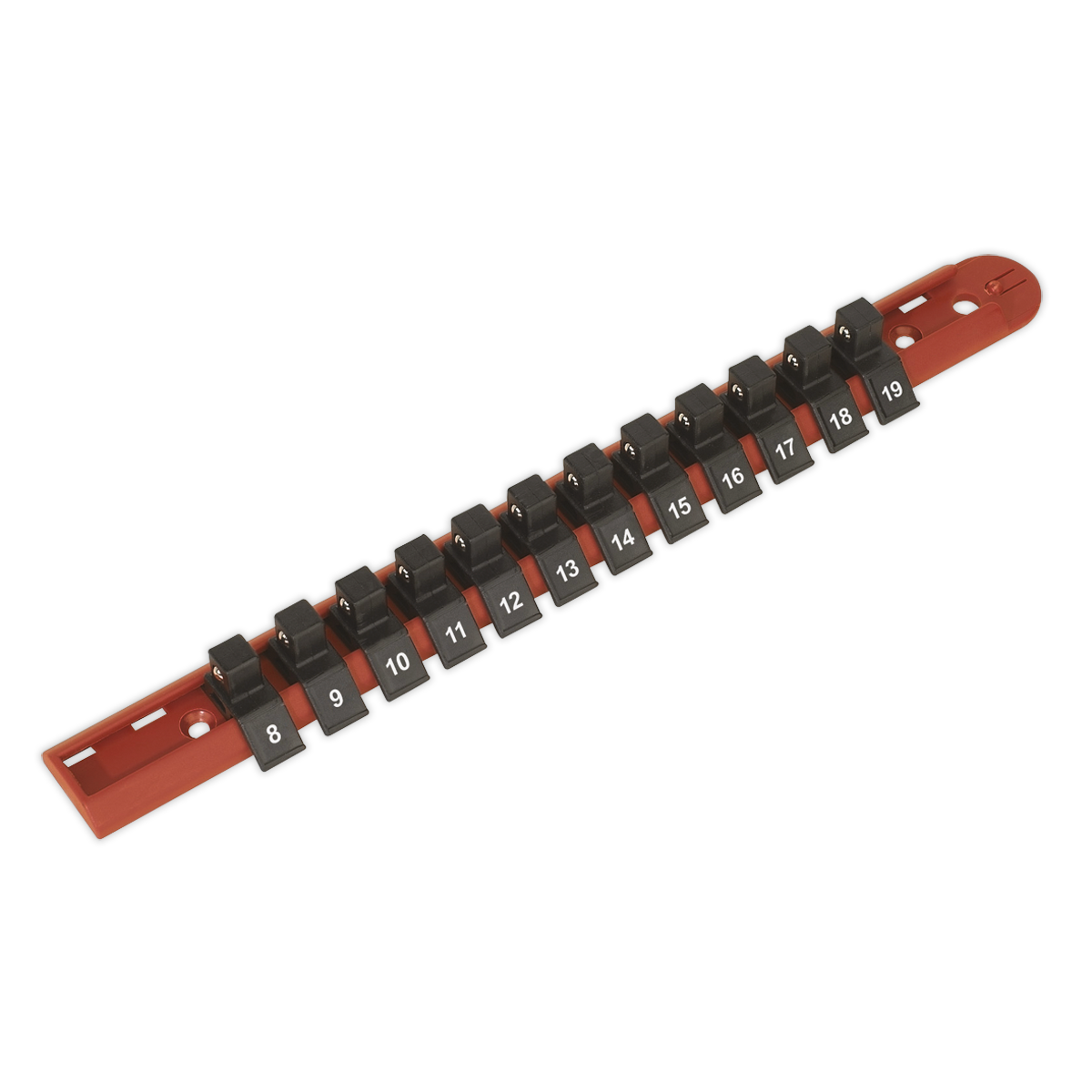 SEALEY - AK3812 Socket Retaining Rail with 12 Clips 3/8"Sq Drive