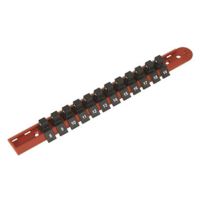 SEALEY - AK3812 Socket Retaining Rail with 12 Clips 3/8"Sq Drive