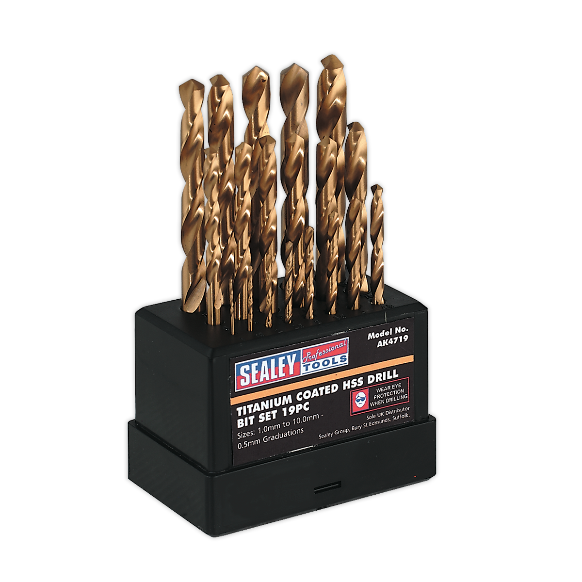 SEALEY - AK4719 HSS Fully Ground Drill Bit Set 19pc DIN 338 Metric