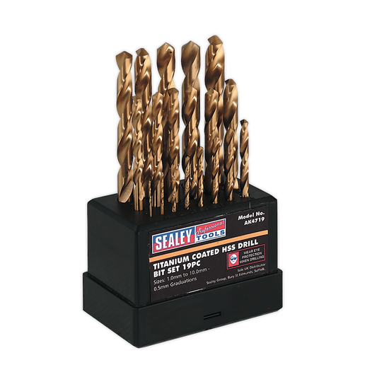 SEALEY - AK4719 HSS Fully Ground Drill Bit Set 19pc DIN 338 Metric