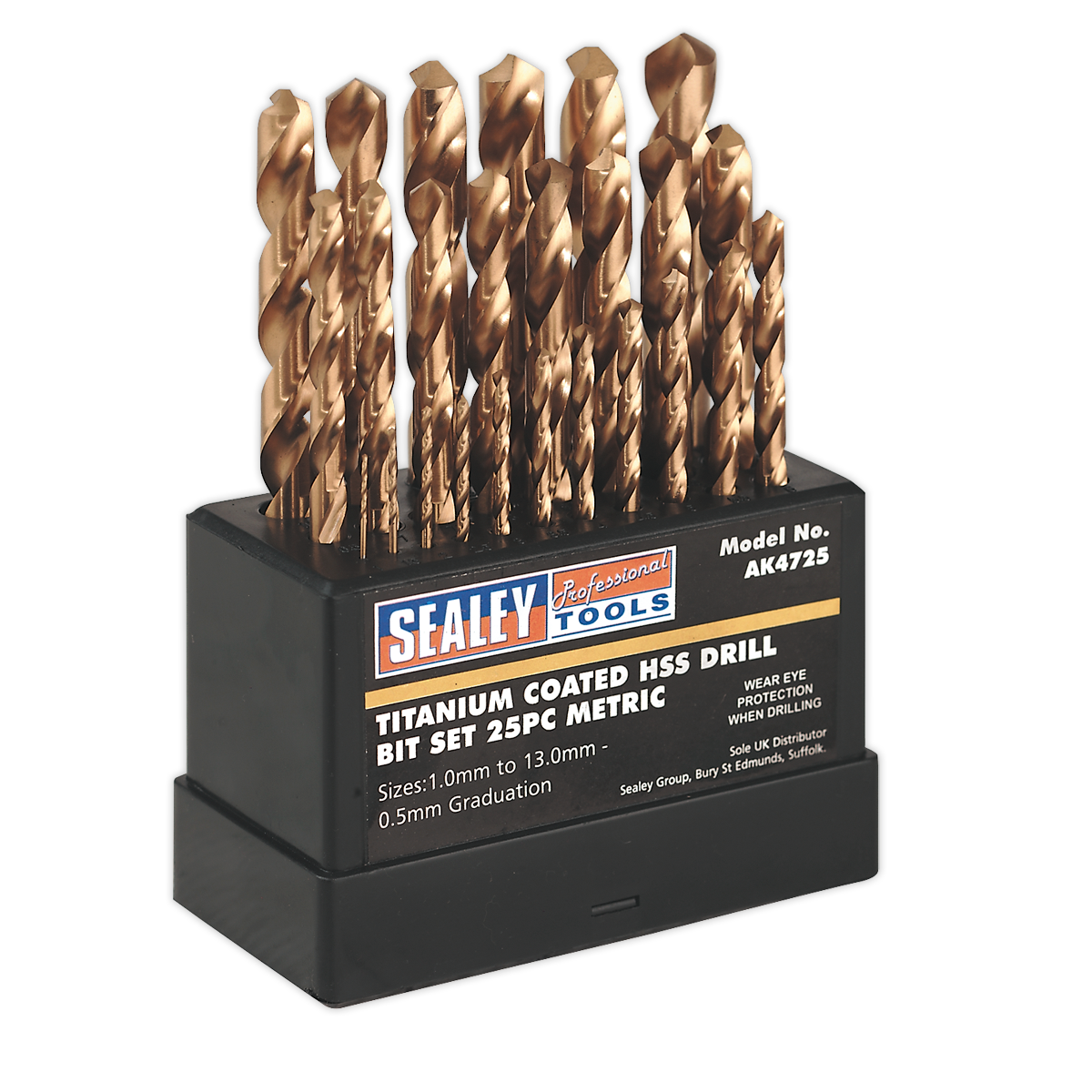 SEALEY - AK4725 HSS Fully Ground Drill Bit Set 25pc DIN 338 Metric