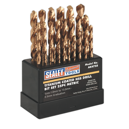 SEALEY - AK4725 HSS Fully Ground Drill Bit Set 25pc DIN 338 Metric