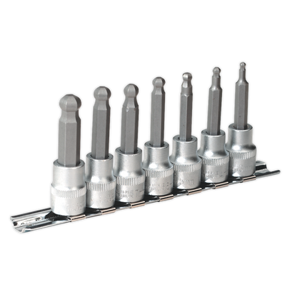 SEALEY - AK621 Ball-End Hex Socket Bit Set 7pc Metric 3/8"Sq Drive 62mm