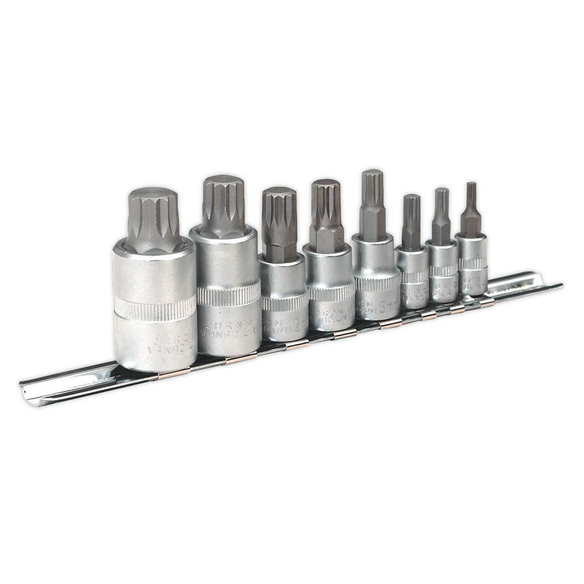 SEALEY - AK6214 Spline Socket Bit Set 8pc 1/4", 3/8" & 1/2"Sq Drive