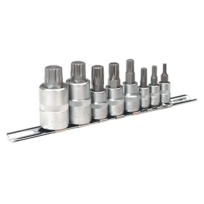 SEALEY - AK6214 Spline Socket Bit Set 8pc 1/4", 3/8" & 1/2"Sq Drive