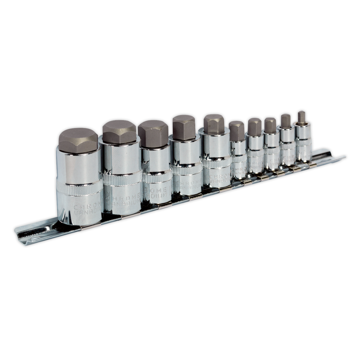 SEALEY - AK6229 Hex Socket Bit Set 10pc Stubby 1/4", 3/8" & 1/2"Sq Drive